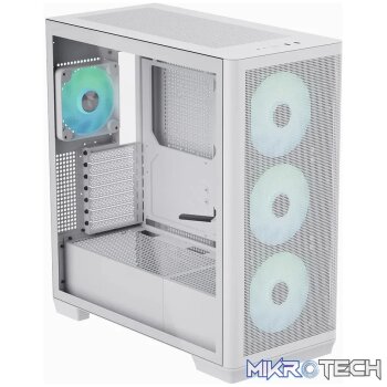 APNX C1-R premium White mid-tower ATX case - 4x PWM ARGB Fan Included - 3x2.5'' or 3x 3.5'' - 360mm radiator - BTF Compatible.