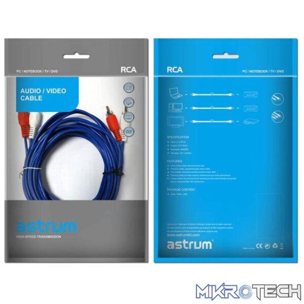 AR105 3.5mm Aux Audio Jack Male to Male RCA 5.0m Cable - Image 2