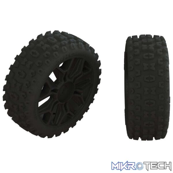 AR550057 2HO Tire Set Glued Black (2) AR550057 2HO Tire Set Glued Black (2)
