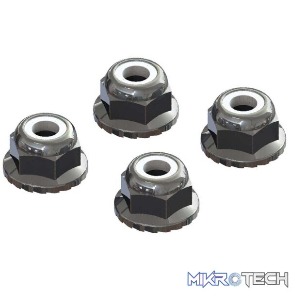 AR708008 Flanged Nyloc Locknut 4mm Sil AR708008 Flanged Nyloc Locknut 4mm Sil