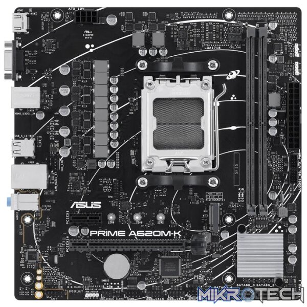ASUS PRIME A620M-K AMD A620 Ryzen Socket AM5 Micro-ATX Desktop Motherboard - Image 2