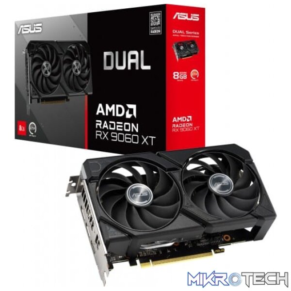 ASUS Radeon RX 9060 XT DUAL 8GB GDDR6 128-Bit PCIe 5.0 Graphics Card ASUS Radeon RX 9060 XT DUAL 8GB GDDR6 128-Bit PCIe 5.0 Graphics Card