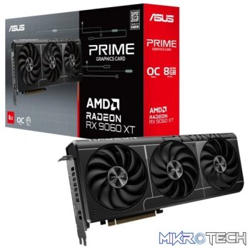 ASUS Radeon RX 9060 XT PRIME OC 8GB GDDR6 128-Bit PCIe 5.0 Graphics Card