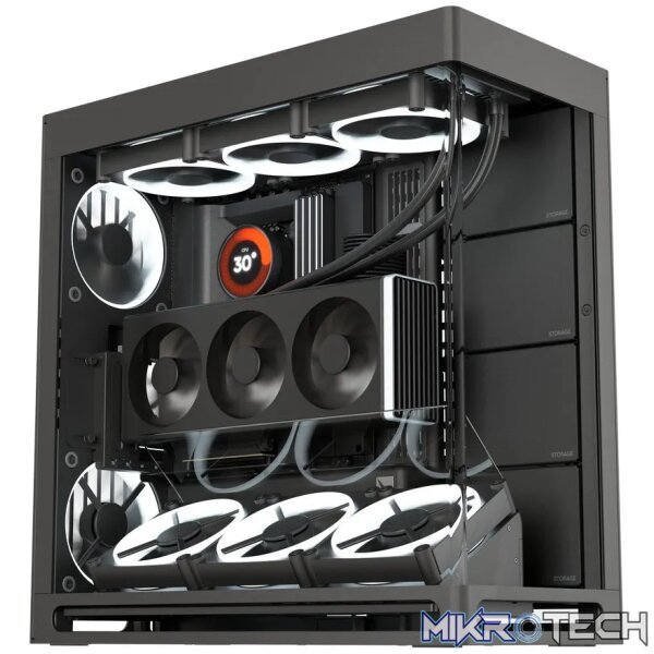 Aerocool HAVN HS 420 Base Edition Black EATX case - Adjustable GPU Bracket - Supports 11 fans (0 incl) - 4x 3.5'' or 8x 2.5'' - Image 2