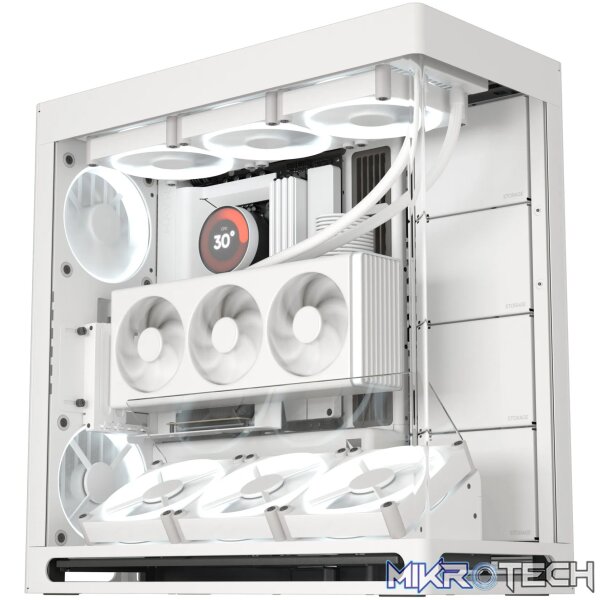 Aerocool HAVN HS 420 Base Edition White EATX case - Adjustable GPU Bracket - Supports 11 fans (0 Incl) - 4x 3.5'' or 8x 2.5'' - Image 2