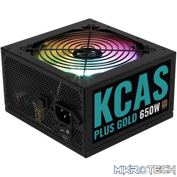 Aerocool KCAS PLUS Gold 650W RGB PSU - ATX 24 PIN; 2x 4+4PIN CPU; 6x SATA; 3x PATA; 2x PCIe 6+2PIN. Aerocool KCAS PLUS Gold 650W RGB PSU - ATX 24 PIN; 2x 4+4PIN CPU; 6x SATA; 3x PATA; 2x PCIe 6+2PIN.