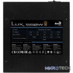 Aerocool LUX Bronze 550W  PSU - ATX 24 PIN; 1x 4+4PIN CPU; 4x SATA; 2x PATA; 1x PCIe 6+2PIN. - Image 4