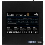 Aerocool LUX Bronze 650W  PSU - ATX 24 PIN; 1x 4+4PIN CPU; 5x SATA; 4x PATA; 2x PCIe 6+2PIN. - Image 4
