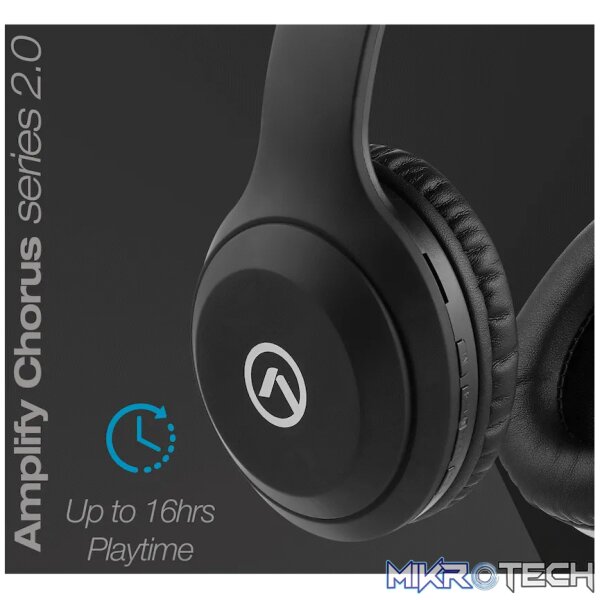Amplify Chorus Series Bluetooth 2.0 Headphones - Black - Image 3