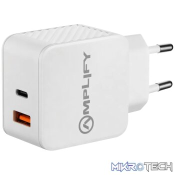 Amplify Dual Wall Charger Type-C + USB (45w)