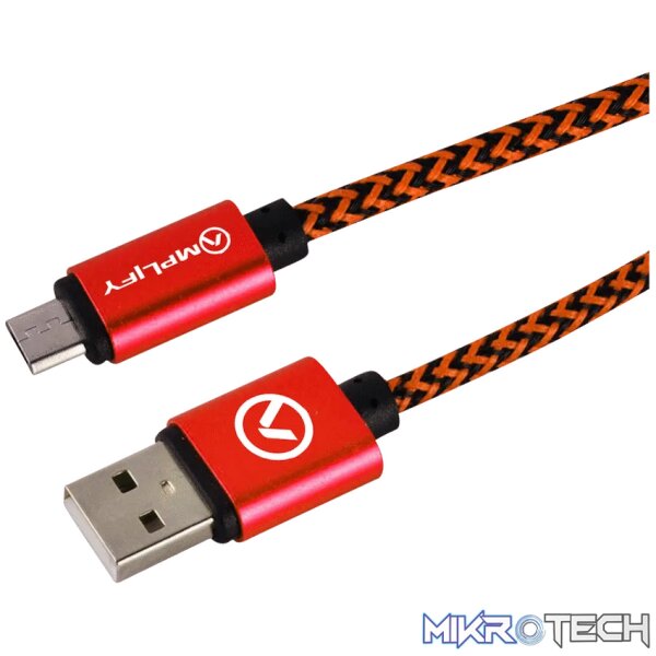 Amplify Linked Series Micro USB Braided Cable - 2m - Black/Red - Image 2