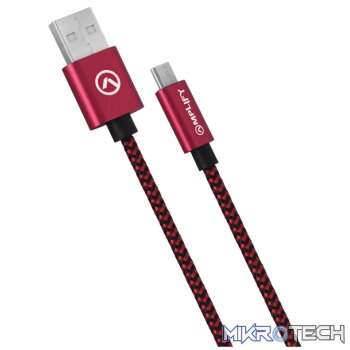 Amplify Linked Series Micro USB Braided Cable - 2m - Black/Red