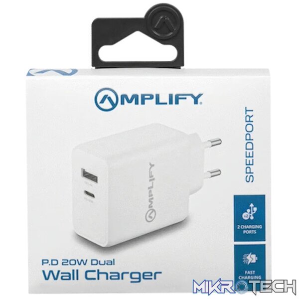 Amplify P.D. 20w Plus USB 12w Dual Wall Charger - White - Image 7