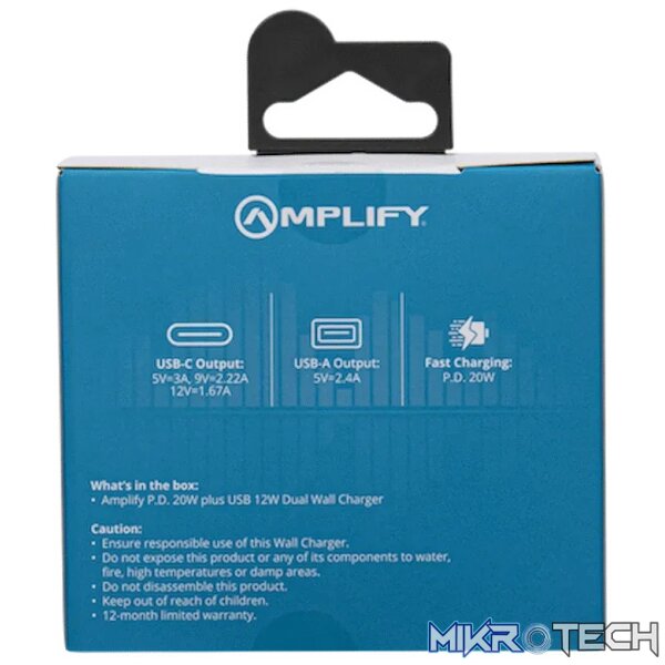 Amplify P.D. 20w Plus USB 12w Dual Wall Charger - White - Image 8