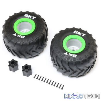 BKT 2.6Inch Monster Truck Tire Med Premount Green (2): LMT 2.0
