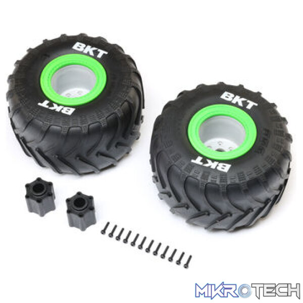 BKT 2.6Inch Monster Truck Tire Med Premount Green (2): LMT 2.0 BKT 2.6Inch Monster Truck Tire Med Premount Green (2): LMT 2.0