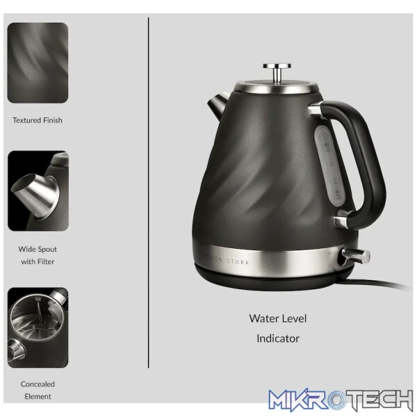 Boden Stark 1.7l Stainless Steel Kettle - Charcoal - Image 5
