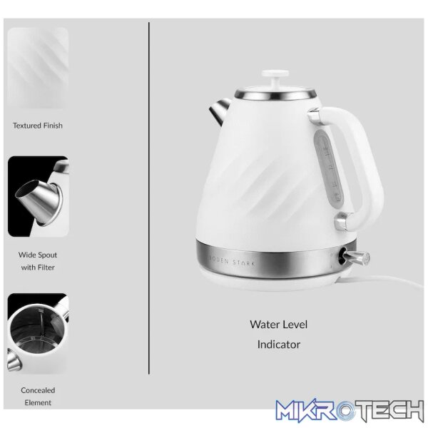 Boden Stark 1.7l Stainless Steel Kettle - White - Image 5