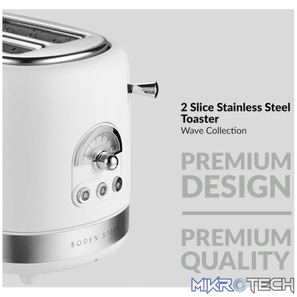Boden Stark 2-Slice Stainless Steel Toaster - White - Image 4