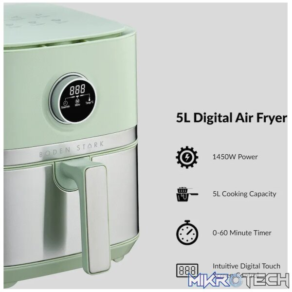 Boden Stark 5.0L Digital Air Fryer Green - Image 4