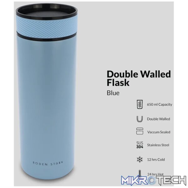 Boden Stark 650ml Double-Walled Flask - Blue - Image 2
