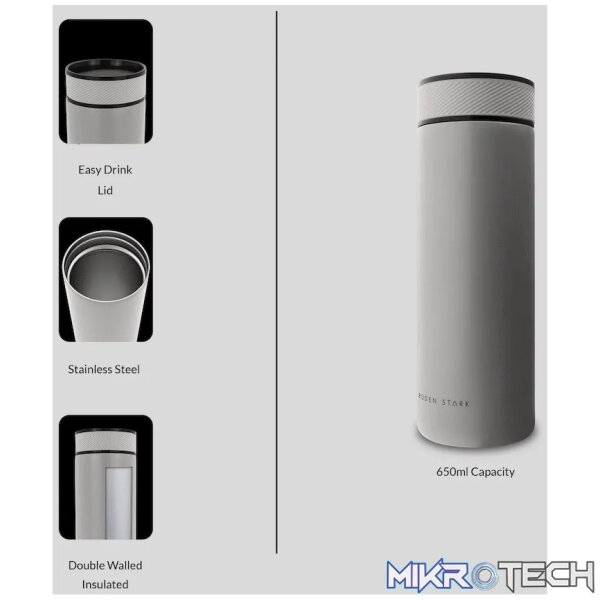 Boden Stark 650ml Double-Walled Flask - Grey - Image 3