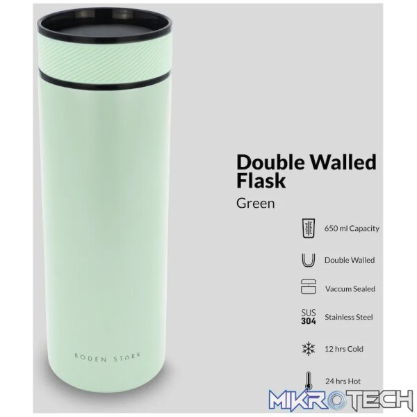 Boden Stark 650ml Travel Flask - Green - Image 3