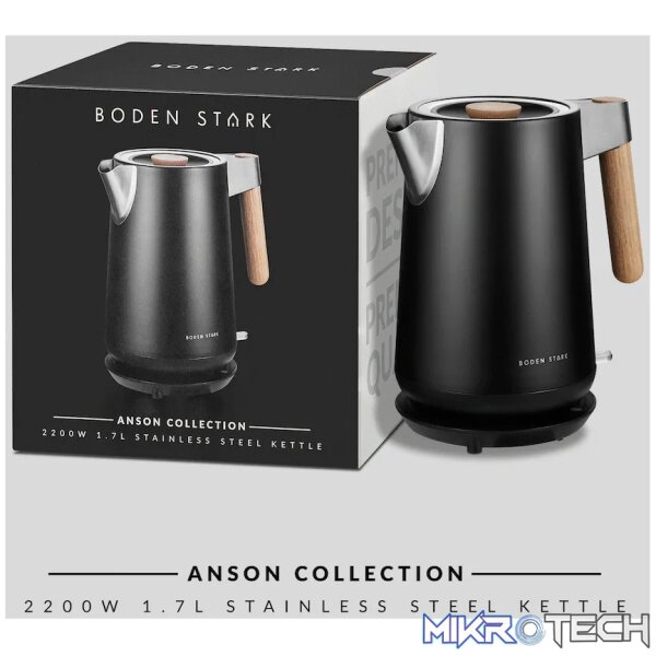 Boden Stark Anson Collection 1.7l 2000w Stainless Steel Kettle - Black - Image 2