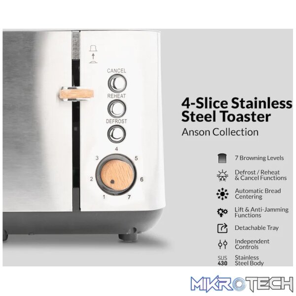 Boden Stark Anson Collection 4-Slice SS Toaster - Image 2