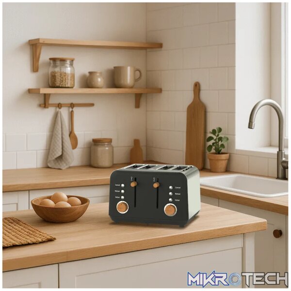 Boden Stark Anson Collection 4-Slice Stainless Steel Toaster - Black - Image 6