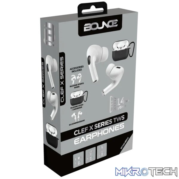 Bounce Clef X True Wireless Earphones + Silicone Accessories - Black - Image 2