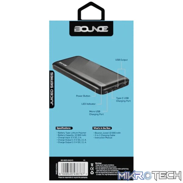 Bounce Juiced Series 10000mah Power Bank - Black - Image 4