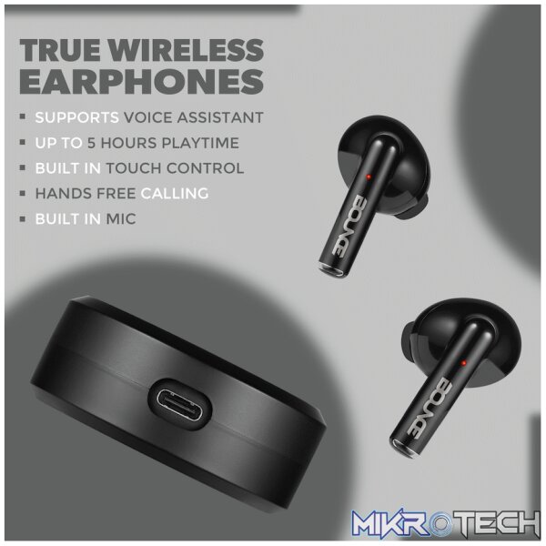 Bounce Proton Series True Wireless Earphones with Charging Case - Black - Image 7