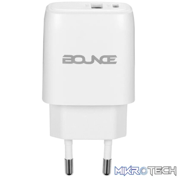 Bounce Tag Series Dual USB & USB-C 12W Wall Charger - White - Image 2