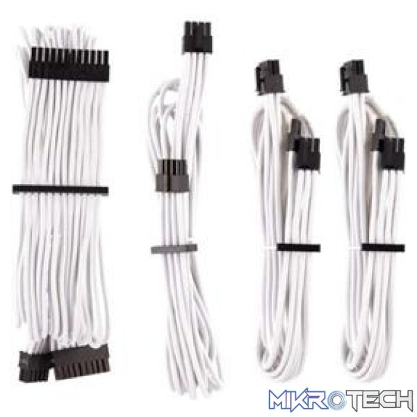 CORSAIR TYPE 4 GEN 4 PSU WHITE SLEEVED CABLE STARTER KIT CORSAIR TYPE 4 GEN 4 PSU WHITE SLEEVED CABLE STARTER KIT