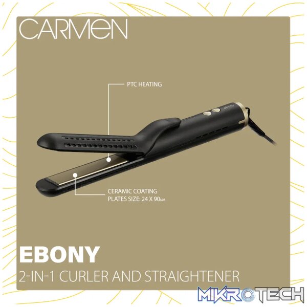 Carmen 2-in-1 Curler and Straightener - Ebony - Image 3