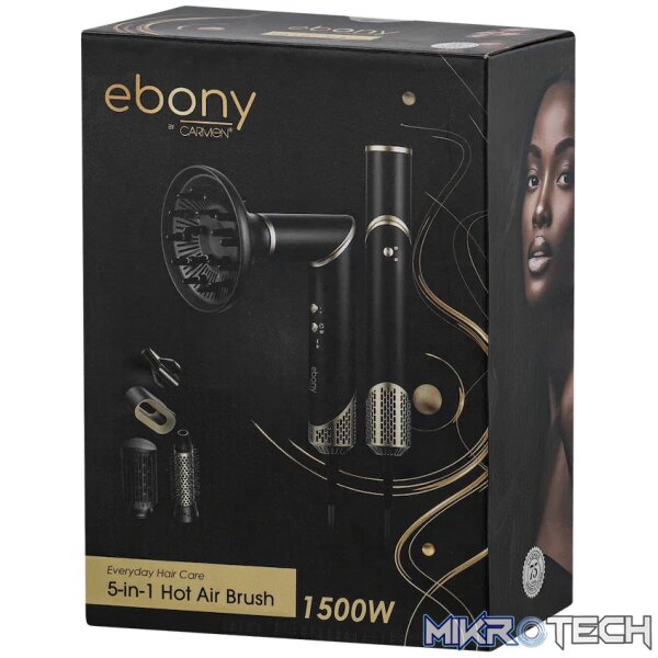 Carmen 5-in-1 Hot Air Brush - Ebony - Image 2