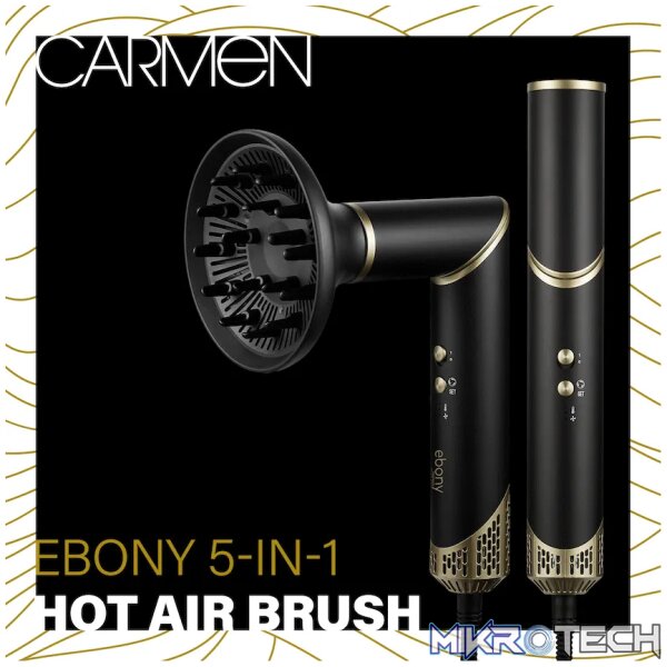 Carmen 5-in-1 Hot Air Brush - Ebony - Image 3