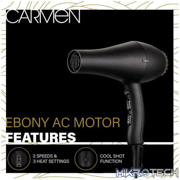 Carmen Ebony AC Motor Hair Dryer - Image 3