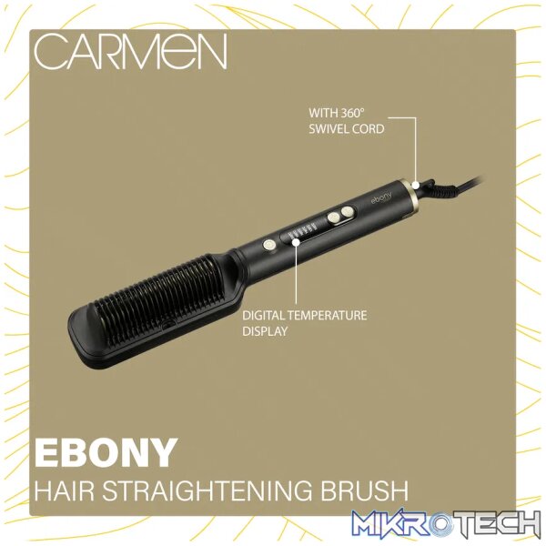 Carmen Ebony Hair Straightening Brush - Image 2