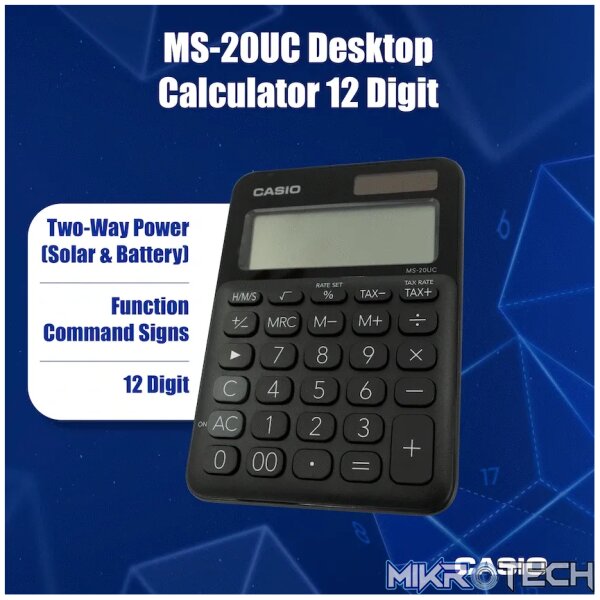 Casio MS-20UC - Desktop Calculator 12-Digit - Black - Image 4