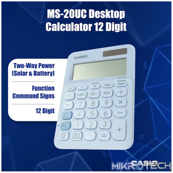 Casio MS-20UC - Desktop Calculator 12-Digit - Light Blue - Image 4