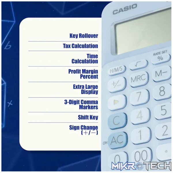 Casio MS-20UC - Desktop Calculator 12-Digit - Light Blue - Image 5