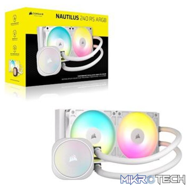 Corsair CW-9060094-WW NAUTILUS 240 RS ARGB 240mm White Liquid CPU Cooler - Image 7