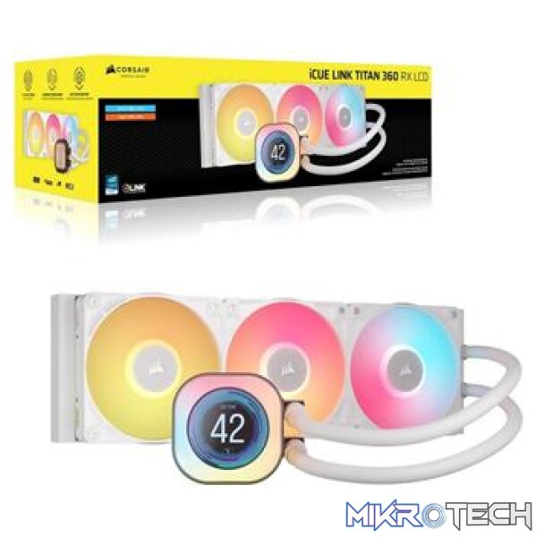 Corsair CW-9061026-WW iCUE LINK TITAN 360 RX LCD 360mm White Liquid CPU Cooler - Image 5