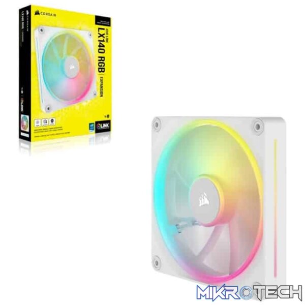 Corsair LX140 RGB iCUE LINK 140mm PWM 2000 RPM White Case Fan - Image 5