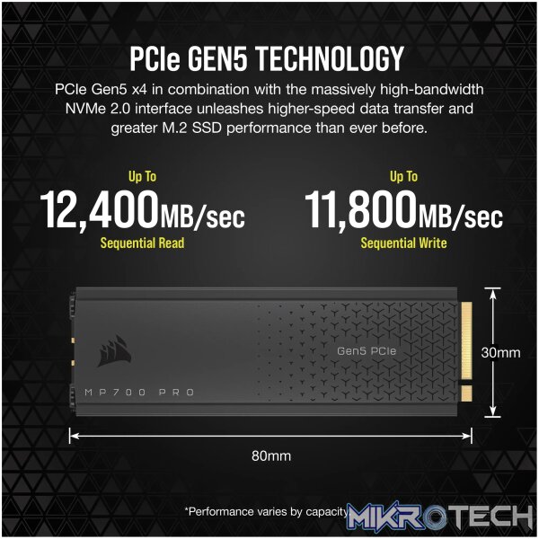 Corsair MP700 PRO. SSD capacity: 2 TB, SSD form factor: M.2, Component for: PC/Game console - Image 10