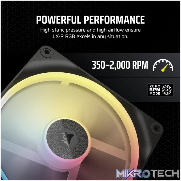 Corsair iCUE LINK LX140-R RGB. Type: Fan, Fan diameter: 14 cm, Rotational speed (max): 2000 RPM, Maximum air pressure: 3.55 mmH2O. Product colour: Black - Image 8