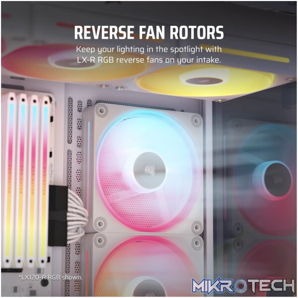 Corsair iCUE LINK LX140-R RGB. Type: Fan, Fan diameter: 14 cm, Rotational speed (max): 2000 RPM, Maximum air pressure: 3.55 mmH2O. Product colour: White - Image 5