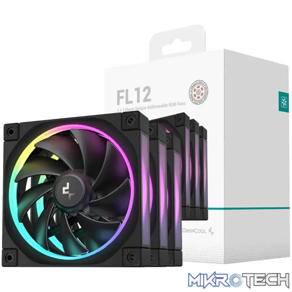 DeepCool FL12 3-in-1 ARGB 120mm Fan 3 Pack - Black DeepCool FL12 3-in-1 ARGB 120mm Fan 3 Pack - Black